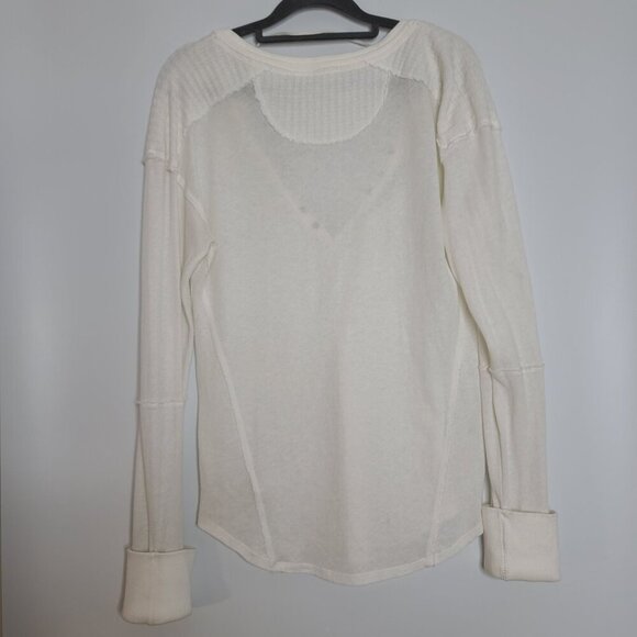 Free People Military Mix Henley Long‎ Sleeve Top Cream Combo Size Small NWT - Picture 9 of 11